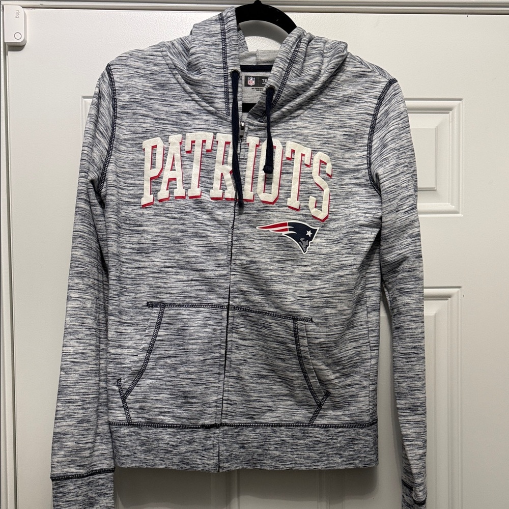 Ladies Patriots Gray Zip-Up Hoodie small